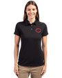 Cincinnati Reds Cutter & Buck Advantage Eco Tri-Blend Pique Womens Polo Black Front