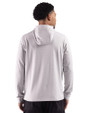 NYU Violets Cutter & Buck Adapt Recycled Soft Knit Stripe Mens Big & Tall Hooded Pullover Polished Heather/White Back