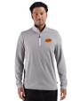 Oklahoma State Cowboys Cutter & Buck Adapt Recycled Soft Knit Stripe Mens Quarter Zip Pullover  Black Heather/White Front