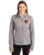 Baltimore Orioles Cutter & Buck Mainsail Full Zip Hooded Womens Jacket Polished Heather Front