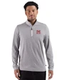 Morehouse Maroon Tigers Cutter & Buck Adapt Recycled Soft Knit Stripe Mens Quarter Zip Pullover  Black Heather/White Front