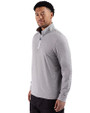 Emory Eagles Cutter & Buck Adapt Recycled Soft Knit Stripe Mens Quarter Zip Pullover  Black Heather/White Side