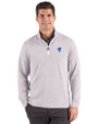 Seton Hall Pirates Cutter & Buck Adapt Recycled Soft Knit Stripe Mens Big & Tall Quarter Zip Pullover Polished Heather/White Front