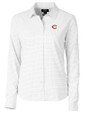 Cincinnati Reds Cutter & Buck Versatech Tattersall Stretch Womens Long Sleeve Dress Shirt Charcoal Mannequin