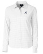 Atlanta Braves Cutter & Buck Versatech Tattersall Stretch Womens Long Sleeve Dress Shirt Charcoal Mannequin