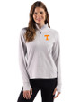 Tennessee Volunteers Cutter & Buck Adapt Recycled Soft Knit Stripe Womens Quarter Zip Pullover Polished Heather/White Front