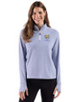 Fort Valley State Wildcats Cutter & Buck Adapt Recycled Soft Knit Stripe Womens Quarter Zip Pullover Tour Blue Heather/White Front