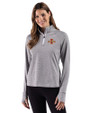 Iowa State Cyclones Cutter & Buck Adapt Recycled Soft Knit Stripe Womens Quarter Zip Pullover Black Heather/White Front
