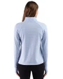 Delaware State Hornets Cutter & Buck Adapt Recycled Soft Knit Stripe Womens Quarter Zip Pullover Atlas Heather/White Back