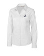 Atlanta Braves Cutter & Buck Epic Easy Care Fine Twill Womens Long Sleeve Dress Shirt White Mannequin