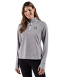 Hawaii Warriors Cutter & Buck Adapt Recycled Soft Knit Stripe Womens Quarter Zip Pullover Black Heather/White Front