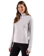 UNC Wilmington Seahawks - Cutter & Buck Adapt Recycled Soft Knit Stripe Womens Quarter Zip Pullover Polished Heather/White Side