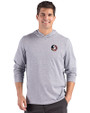 Florida State Seminoles Cutter & Buck Adapt Recycled Soft Knit Stripe Mens Hooded Pullover Black Heather/White Front