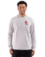 USC Trojans Cutter & Buck Adapt Recycled Soft Knit Stripe Mens Hooded Pullover Polished Heather/White Front