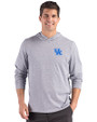 Kentucky Wildcats Cutter & Buck Adapt Recycled Soft Knit Stripe Mens Hooded Pullover Black Heather/White Front
