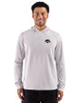 Iowa Hawkeyes Cutter & Buck Adapt Recycled Soft Knit Stripe Mens Hooded Pullover Polished Heather/White Front