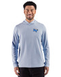 Middle Tennessee Blue Raiders Cutter & Buck Adapt Recycled Soft Knit Stripe Mens Hooded Pullover Tour Blue Heather/White Front