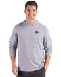 Kansas State Wildcats Cutter & Buck Adapt Recycled Soft Knit Stripe Mens Hooded Pullover Black Heather/White Front