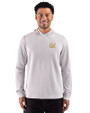 Cal Golden Bears Cutter & Buck Adapt Recycled Soft Knit Stripe Mens Big & Tall Hooded Pullover Polished Heather/White Front