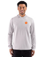 Clemson Tigers Cutter & Buck Adapt Recycled Soft Knit Stripe Mens Big & Tall Hooded Pullover Polished Heather/White Front