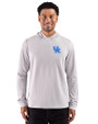 Kentucky Wildcats Cutter & Buck Adapt Recycled Soft Knit Stripe Mens Big & Tall Hooded Pullover Polished Heather/White Front