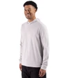 Marshall Thundering Herd Cutter & Buck Adapt Recycled Soft Knit Stripe Mens Big & Tall Hooded Pullover Polished Heather/White Side