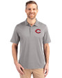 Cincinnati Reds Cutter & Buck Forge Stretch Mens Polo Polished Medium Gray Front