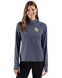 Marquette Golden Eagles Cutter & Buck Adapt Recycled Soft Knit Stripe Womens Hooded Pullover Navy Blue Heather Front