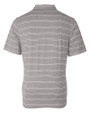 Cincinnati Reds Cutter & Buck Forge Epic Confidence Recycled Heathered Stripe Stretch Mens Polo Polished Medium Gray Mannequin Back