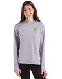 Idaho Vandals Cutter & Buck Adapt Recycled Soft Knit Stripe Womens Hooded Pullover Black Heather/White Front