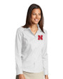 Nebraska Cornhuskers Cutter & Buck Epic Easy Care Fine Twill Womens Long Sleeve Dress Shirt White Front