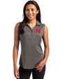 Nebraska Cornhuskers Cutter & Buck Forge Recycled Four-Way Stretch Womens Sleeveless Polo Dark Black Heather Front