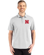 Nebraska Cornhuskers Cutter & Buck Advantage Refresh Recycled Cotton-Blend Pique Mens Big & Tall Polo CONCRETE Front
