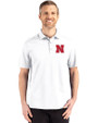 Nebraska Cornhuskers Cutter & Buck Advantage Refresh Recycled Cotton-Blend Pique Mens Polo White Front