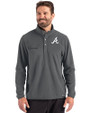 Atlanta Braves Cutter & Buck Woodland Recycled Fleece Mens Snap Pullover Elemental Grey Front