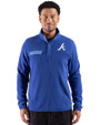 Atlanta Braves Cutter & Buck Woodland Recycled Fleece Mens Snap Pullover Tour Blue Front