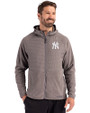 New York Yankees Cutter & Buck Woodland Epic Versatility Recycled Insulated Fleece Mens Full Zip Jacket Elemental Grey Front
