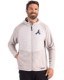 Atlanta Braves Cutter & Buck Woodland Epic Versatility Recycled Insulated Fleece Mens Full Zip Jacket Solitaire Front