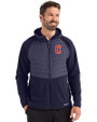 Cleveland Guardians - Cutter & Buck Woodland Epic Versatility Recycled Insulated Fleece Mens Full Zip Jacket Navy Blue Front