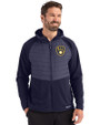 Milwaukee Brewers Cutter & Buck Woodland Epic Versatility Recycled Insulated Fleece Mens Full Zip Jacket Navy Blue Front
