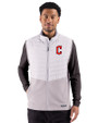 Cleveland Guardians - Cutter & Buck Woodland Epic Versatility Recycled Insulated Hybrid Fleece Mens Full Zip Vest Solitaire Front