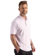 Cleveland Guardians - Cutter & Buck Virtue Recycled Hex Print Featherlight Pique Mens Polo Red Side