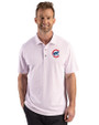 Chicago Cubs Cutter & Buck Virtue Recycled Hex Print Featherlight Pique Mens Polo Red Front