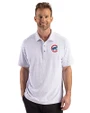 Chicago Cubs Cutter & Buck Virtue Recycled Hex Print Featherlight Pique Mens Polo Tour Blue Front