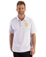San Diego Padres Cutter & Buck Virtue Recycled Hex Print Featherlight Pique Mens Polo Black Front