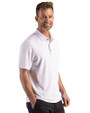 Cleveland Guardians Cutter & Buck Virtue Recycled Hex Print Featherlight Pique Mens Big & Tall Polo Polished Medium Gray Side