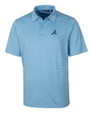 Atlanta Braves Cutter & Buck Forge Pencil Stripe Stretch Mens Polo Atlas Light Blue Mannequin