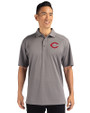 Cincinnati Reds Cutter & Buck Genre Textured Solid Mens Polo Elemental Grey Front