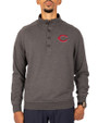Cincinnati Reds Cutter & Buck Saturday Cotton Blend Mens Mock Pullover Sweatshirt Charcoal Heather Front