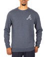 Atlanta Braves Cutter & Buck Saturday Cotton Blend Mens Crew Neck Sweatshirt Navy Blue Heather Front